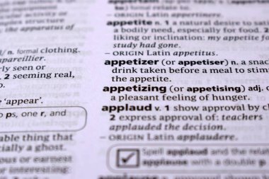 İngilizce Sözlük Sayfasını Kelimeyle Kapat - Aperatif