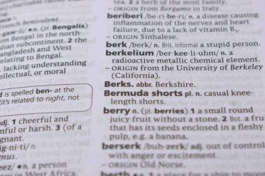 İngilizce Sözlük Sayfası - Berkelium Sözcüğüyle Kapat