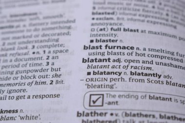 İngilizce Tanımlama Sözlüğü Sayfası - Bariz Sözcüğün Yazılmış Sözcüğünün Kapanışı