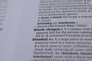 İngilizce Sözlük Sayfasını Sözcükle Kapat - boş çek