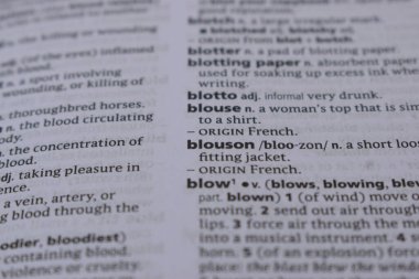 İngilizce Sözlük Sayfası - Blouson Sözcüğüyle Kapat