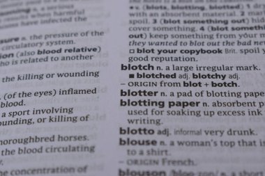 İngilizce Sözlük Sayfası - Blotter Sözcüğüyle Kapat