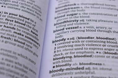 İngilizce Sözlük Sayfasını Kelimeyle Kapat - kanlı