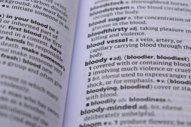 İngilizce Tanımlama Sözlüğü Kanlı Kelimenin Yazılı Sayfasını Kapat