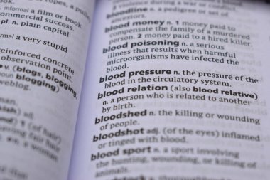 İngilizce Tanımlama Sözlüğü Sayfası Kan İlişkisinin Yazılı Sözcüğünün Kapanışı