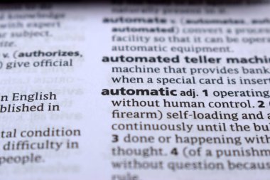 İngilizce Tanımlama Sözlüğü - Otomatik Sözcüğünün Yazılı Sayfasını Kapat