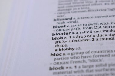 İngilizce Tanımlama Sözlüğü - Blob Sözcüğünün Yazılı Sayfasını Kapat