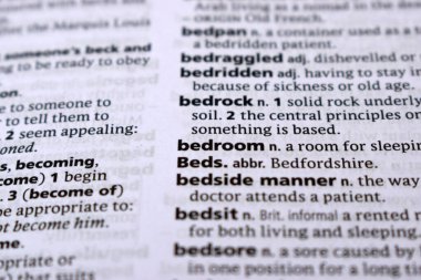 İngilizce Tanımlama Sözlüğü - Yatak odasının Yazılı Sözcüğünün Sayfasını Kapat