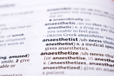İngilizce Sözlük Sayfası - anestezistin sözcüğüyle Kapat