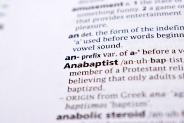 İngilizce Tanımlama Sözlüğü Sayfası - Anabaptist 'in Yazılı Sözcüğünün Kapanışı