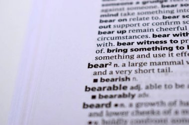 İngilizce Tanımlama Sözlüğü Sayfası - Ayının Yazılı Sözcüğünü Kapat