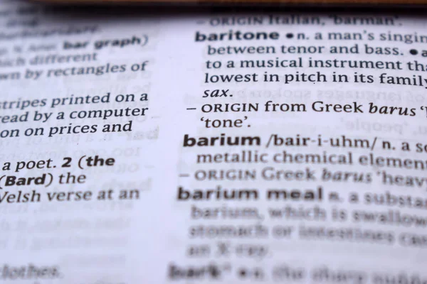 İngilizce Sözlük Sayfası - Baryum Sözcüğüyle Kapat