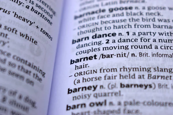 İngilizce Tanımlama Sözlüğü - Barnet 'in Yazılı Sözcüğünün Sayfasını Kapat