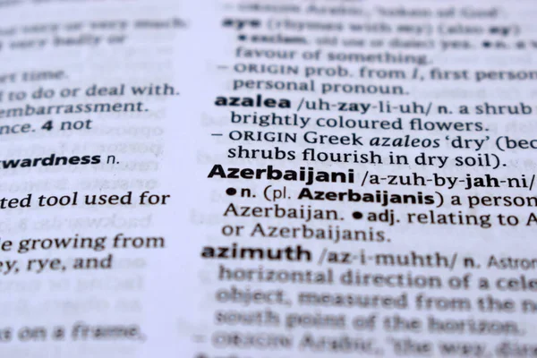 İngilizce Sözlük Sayfasını Kelimeyle Kapat - azarbaijani