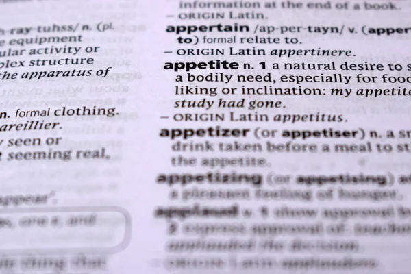 İngilizce Sözlük Sayfası İştah Sözcüğüyle Kapat