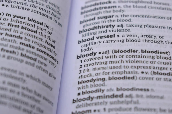 İngilizce Tanımlama Sözlüğü Kanlı Kelimenin Yazılı Sayfasını Kapat