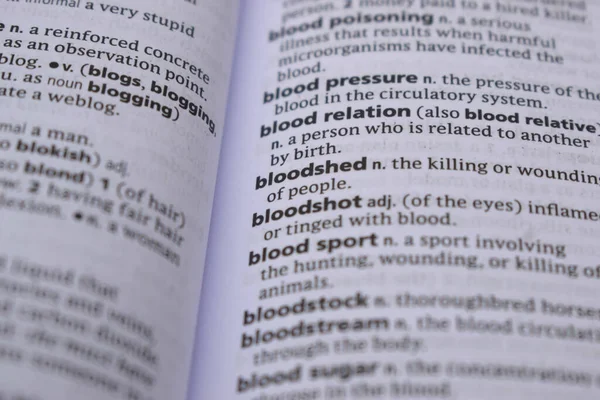 İngilizce Sözlük Sayfası Kan Dökme Sözüyle Kapat