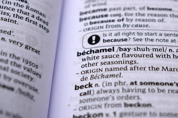 İngilizce Sözlük Sayfası - beşamel Sözcüğüyle Kapat