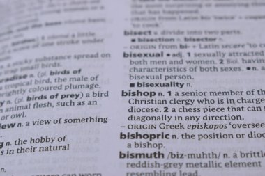 İngilizce Tanımlama Sözlüğü Sayfası - Piskoposun Yazılı Kelimesinin Kapanışı