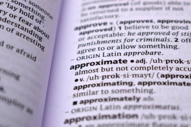 İngilizce Tanımlama Sözlüğü Sayfası - Yaklaşık Sözcüğün Yazılmış Sözcüğünü Kapat