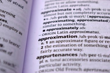 İngilizce Sözlük Sayfasını Kelimeyle Kapat - yaklaşık