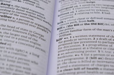 İngilizce Tanımlama Sözlüğü Sayfası - Faturanın Yazılmış Kelimesinin Kapanışı