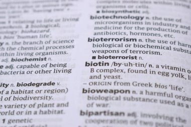 İngilizce Tanımlama Sözlüğü - Biyotinin Yazılı Sözcüğünün Sayfasını Kapat