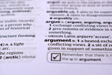 İngilizce Tanımlama Sözlüğü Sözlüğü - Argümanın Yazılı Sözcüğünün Kapanışı