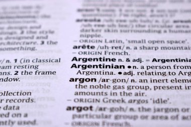 İngilizce Sözlük Sayfası - Arjantin Sözcüğüyle Kapat