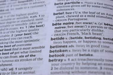 İngilizce Sözlük Sayfasını Kelimeyle Kapat - betide