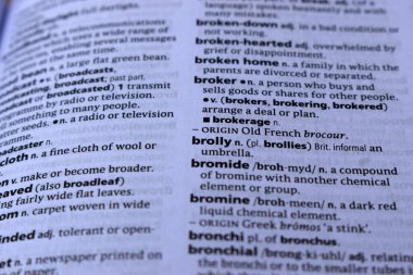 İngilizce Tanımlama Sözlüğünün Kapat Sayfa Kelimesi - brolly