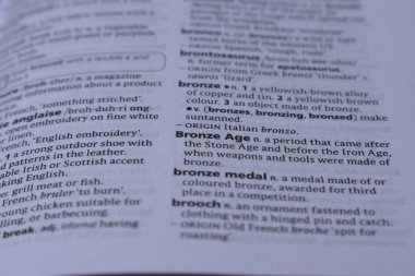 İngilizce Sözlüğün Kelimeyle Kapalı Sayfa Baskısının Tanımı - Bronz Çağı