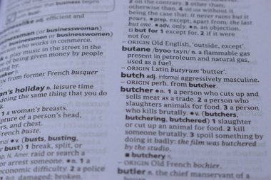 İngilizce Tanımlama Sözlüğünün Kapat Sayfa Kelimesi - butch