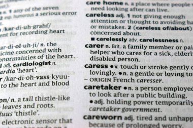 İngilizce Tanımlama Sözlüğünün Kapat Sayfa Kelimesi - Okşama