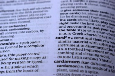 İngilizce Sözlük Sayfası Kart Anlamı ile Kapat