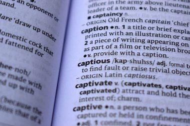Definition Of English Dictionary Close Up Of Page Print With Word - captious