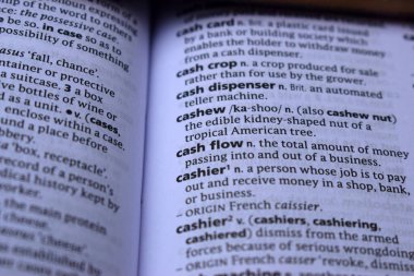 İngilizce Sözlük Sayfası Yazdırma - Para akışı sözcüğüyle Kapat