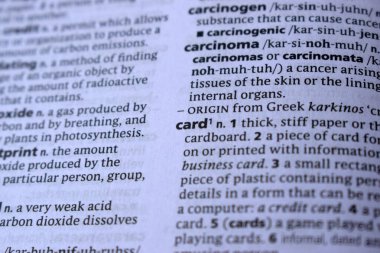 İngilizce Sözlük Sayfası Kart Anlamı ile Kapat