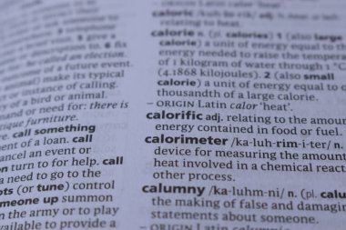 İngilizce Tanımlama Sözlüğünü Kapat - Kalorijinin Yazılı Sayfa Kelimesi
