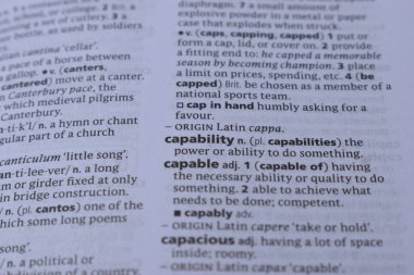 Kelime ile Sayfa Yazdırma Kapalı İngilizce Sözlüğün Tanımı - Yetenek