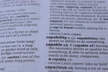 Kelime ile Sayfa Yazdırma Kapalı İngilizce Sözlüğün Tanımı - Yetenek