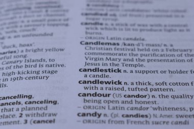 İngilizce Sözlük Sayfası Yazdır - Candlewick 'in Anlamı Sözcüğünü Kapat