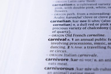 İngilizce Sözlük Sayfası Karnaval Anlamı Sözcüğüyle Kapat