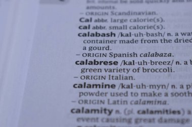 İngilizce Tanımlama Sözlüğü 'nün Yazdırılmış Sayfa Kelimesinin Kapanışı - calabrese