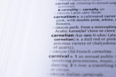 İngilizce Sözlük Sayfası Yazıcı - Carnelian Sözcüğüyle Kapat