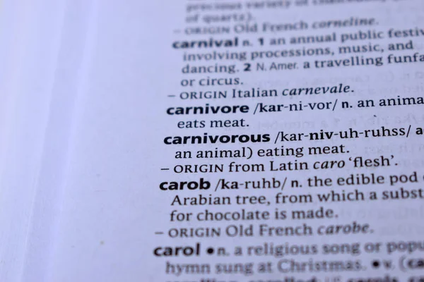 İngilizce Sözlük Sayfası Yazdırma - Etçil Sözcüğüyle Kapat