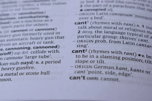 İngilizce sözlük sayfası - cant2 kelimesinin anlamı ile kapat