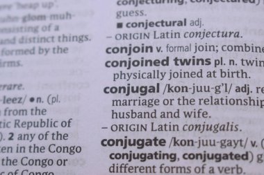 İngilizce Sözlük Kitabı Sayfası Yapışık İkizlerin Sözcük Tanımlarıyla Kapalı