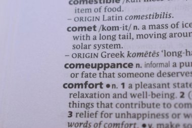 İngilizce Sözlük Sayfasını Sözcük Referansı ile Kapat - rahatlık