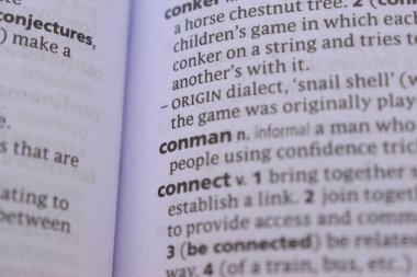 İngilizce Sözlük Sayfası ve Dolandırıcının Sözcük Açıklaması